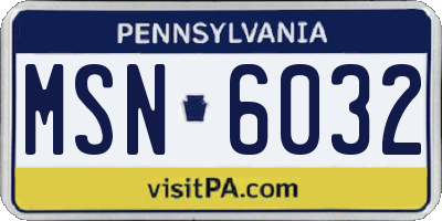 PA license plate MSN6032