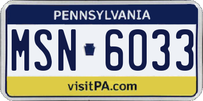PA license plate MSN6033
