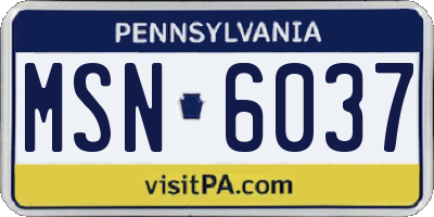 PA license plate MSN6037