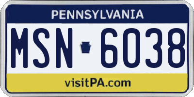PA license plate MSN6038