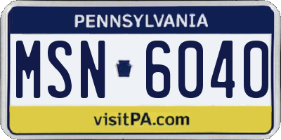 PA license plate MSN6040