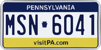 PA license plate MSN6041