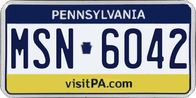 PA license plate MSN6042