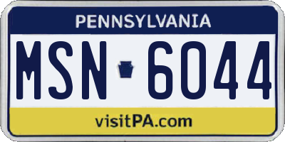 PA license plate MSN6044