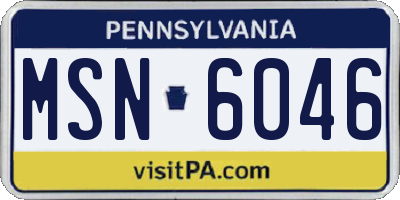 PA license plate MSN6046