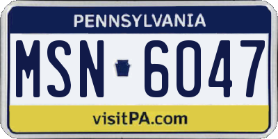 PA license plate MSN6047