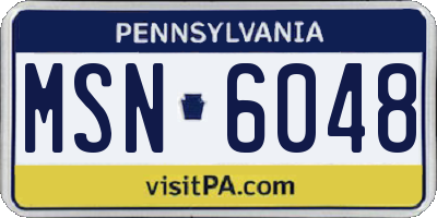 PA license plate MSN6048