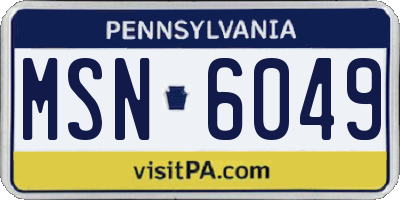 PA license plate MSN6049