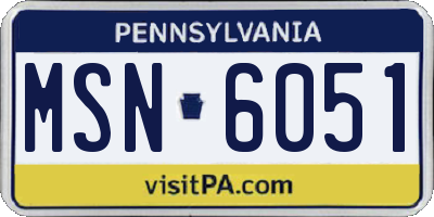 PA license plate MSN6051