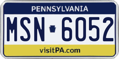PA license plate MSN6052