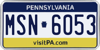PA license plate MSN6053