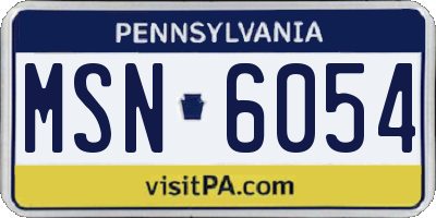PA license plate MSN6054