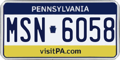 PA license plate MSN6058