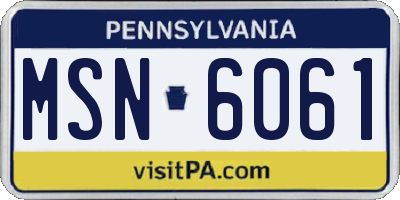 PA license plate MSN6061
