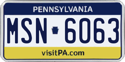 PA license plate MSN6063