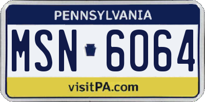 PA license plate MSN6064