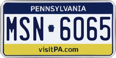 PA license plate MSN6065
