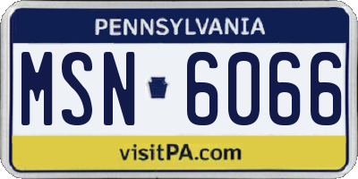 PA license plate MSN6066