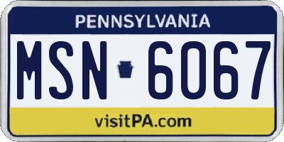PA license plate MSN6067