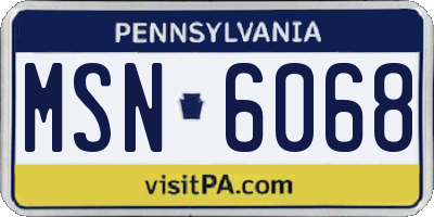 PA license plate MSN6068