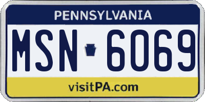 PA license plate MSN6069