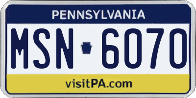 PA license plate MSN6070