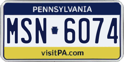 PA license plate MSN6074