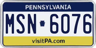 PA license plate MSN6076