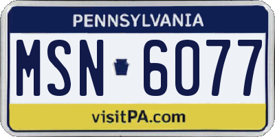 PA license plate MSN6077
