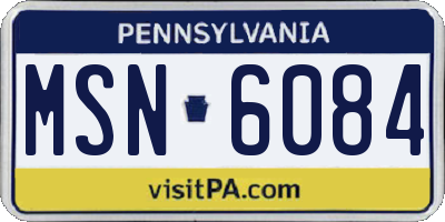 PA license plate MSN6084