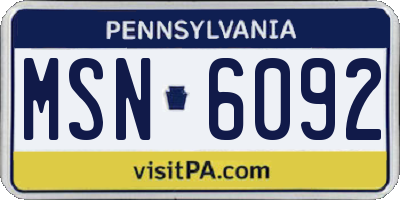 PA license plate MSN6092