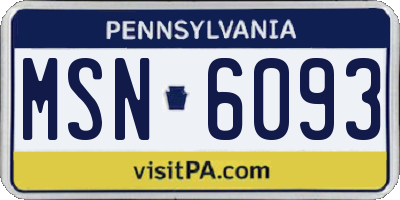 PA license plate MSN6093