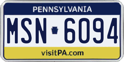 PA license plate MSN6094