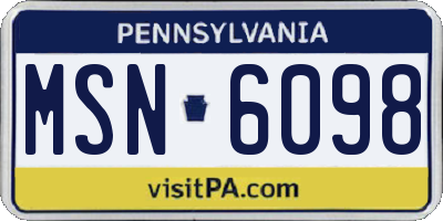 PA license plate MSN6098