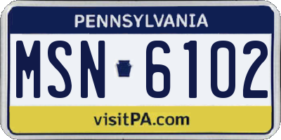 PA license plate MSN6102