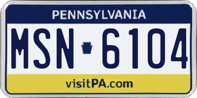 PA license plate MSN6104