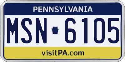 PA license plate MSN6105