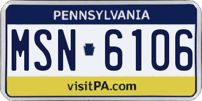 PA license plate MSN6106