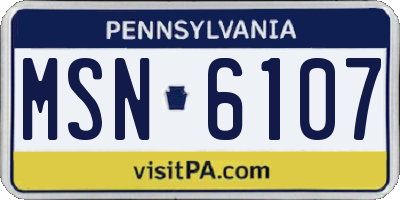 PA license plate MSN6107