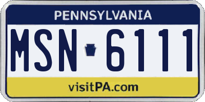 PA license plate MSN6111