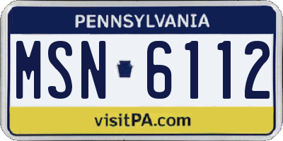 PA license plate MSN6112