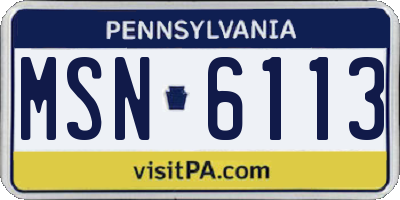 PA license plate MSN6113