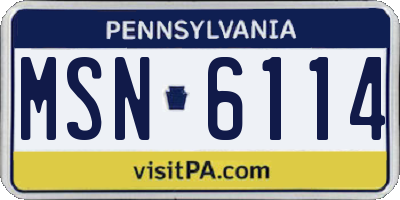 PA license plate MSN6114