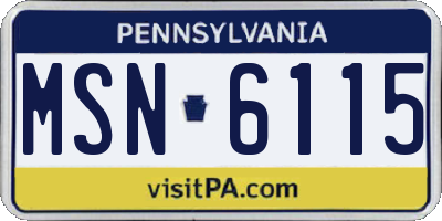 PA license plate MSN6115