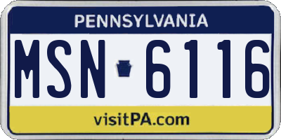 PA license plate MSN6116