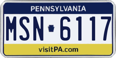 PA license plate MSN6117