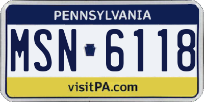 PA license plate MSN6118