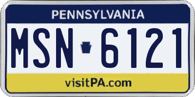 PA license plate MSN6121