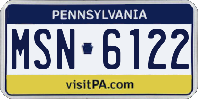 PA license plate MSN6122