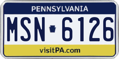 PA license plate MSN6126